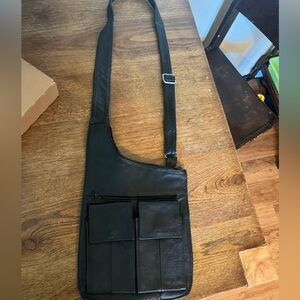 Black leather crossbody bag